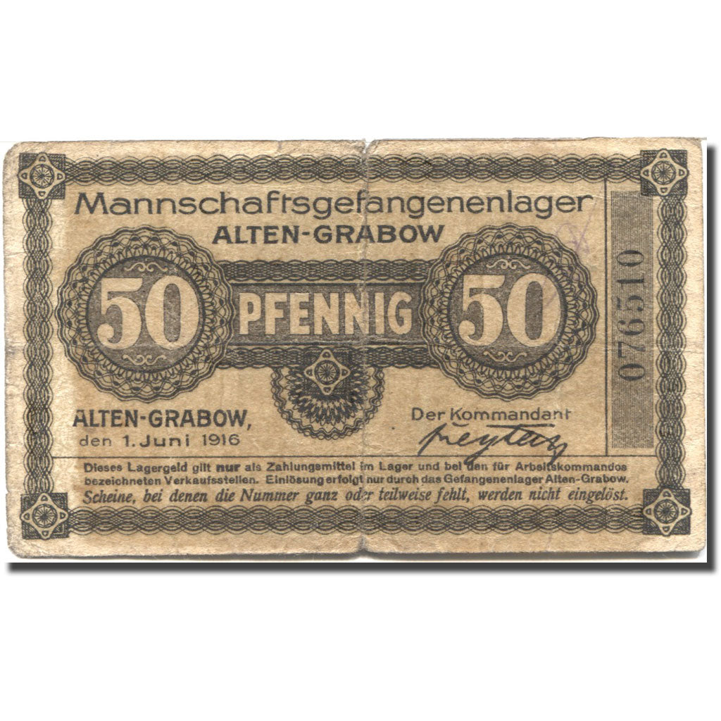 Geldschein, Deutschland, Alten-Grabow, 50 Pfennig 1916 SGE Mehl:O12.13
