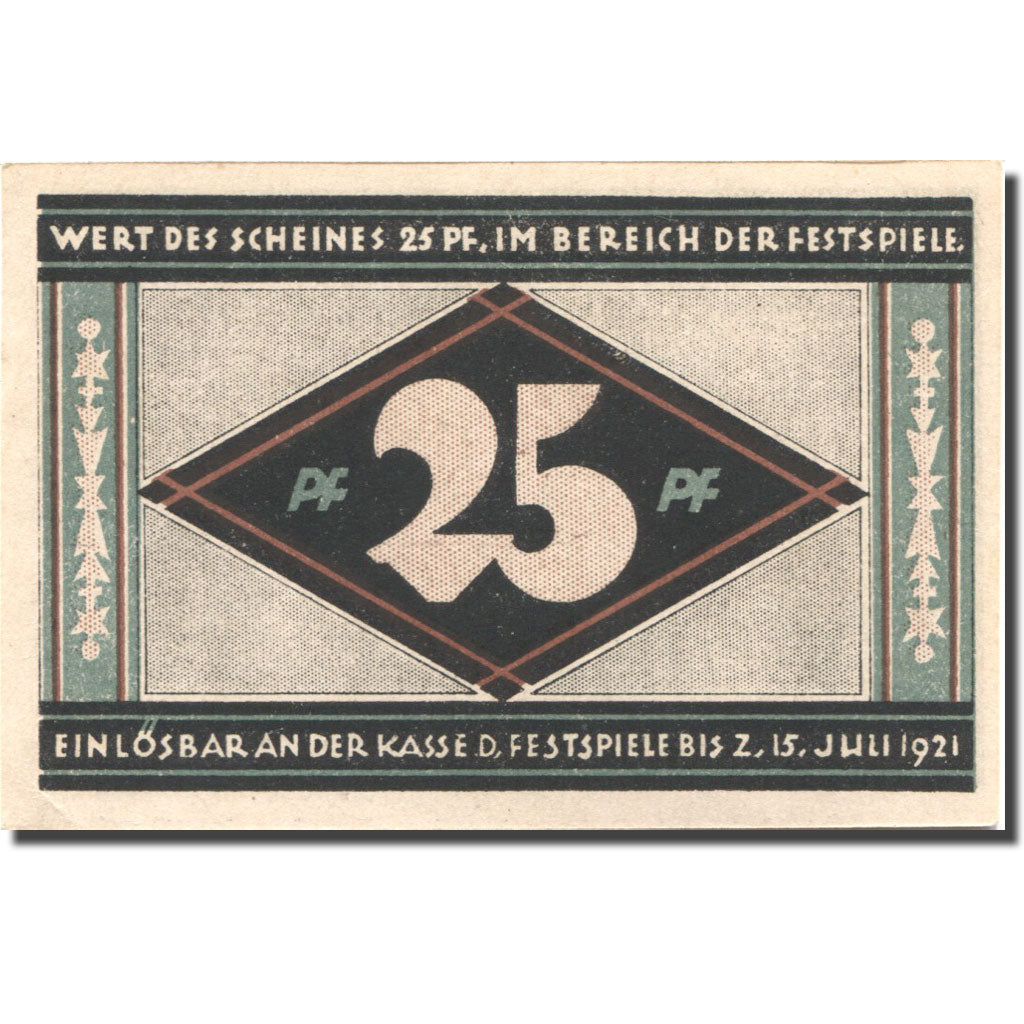 Billet, Allemagne, Breslau, 25 Pfennig, Eglise, 1921, 1921-07-15, SPL Mehl:186.1