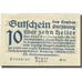 Nota, Áustria, Salzburg, 10 Heller, valeur faciale, 1920 UNC(63) Mehl:FS 860I