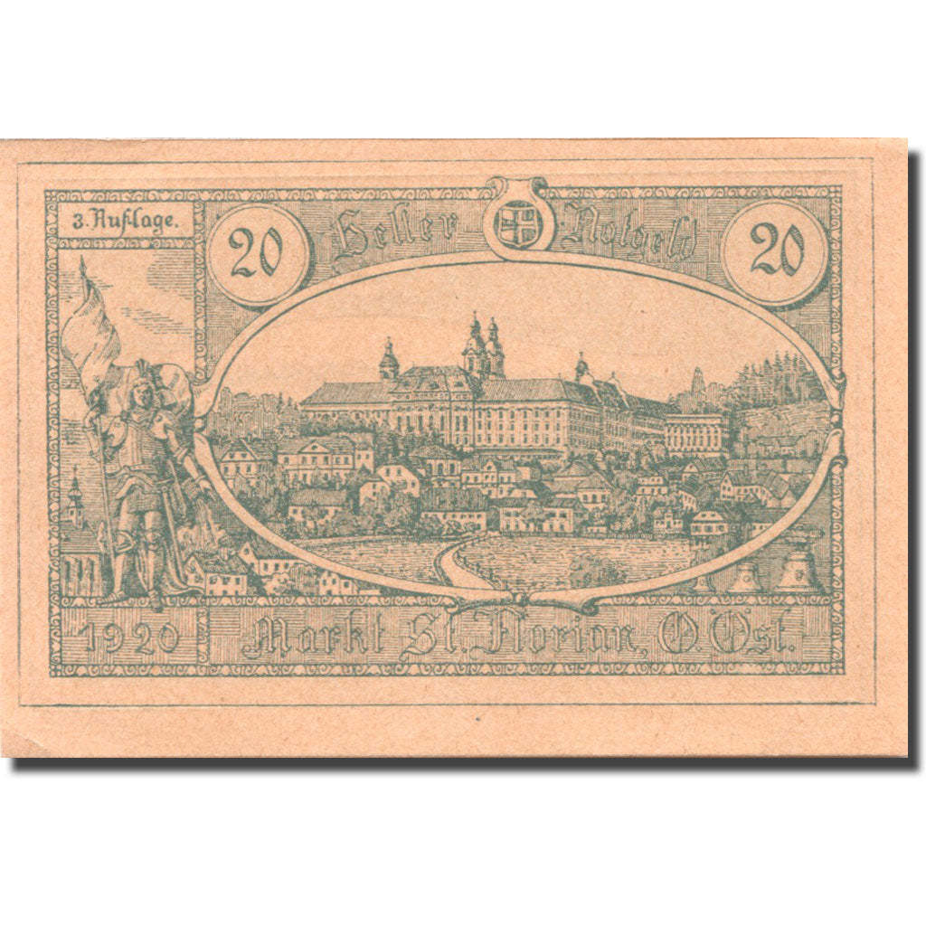 Banknote, Austria, St Florian, 20 Heller, village, 1920 UNC(63) Mehl:FS 879Ib