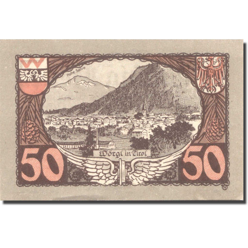 Banknote, Austria, Wörgl, 50 Heller, paysage 1920-12-31, UNC(63) Mehl:FS 1252a