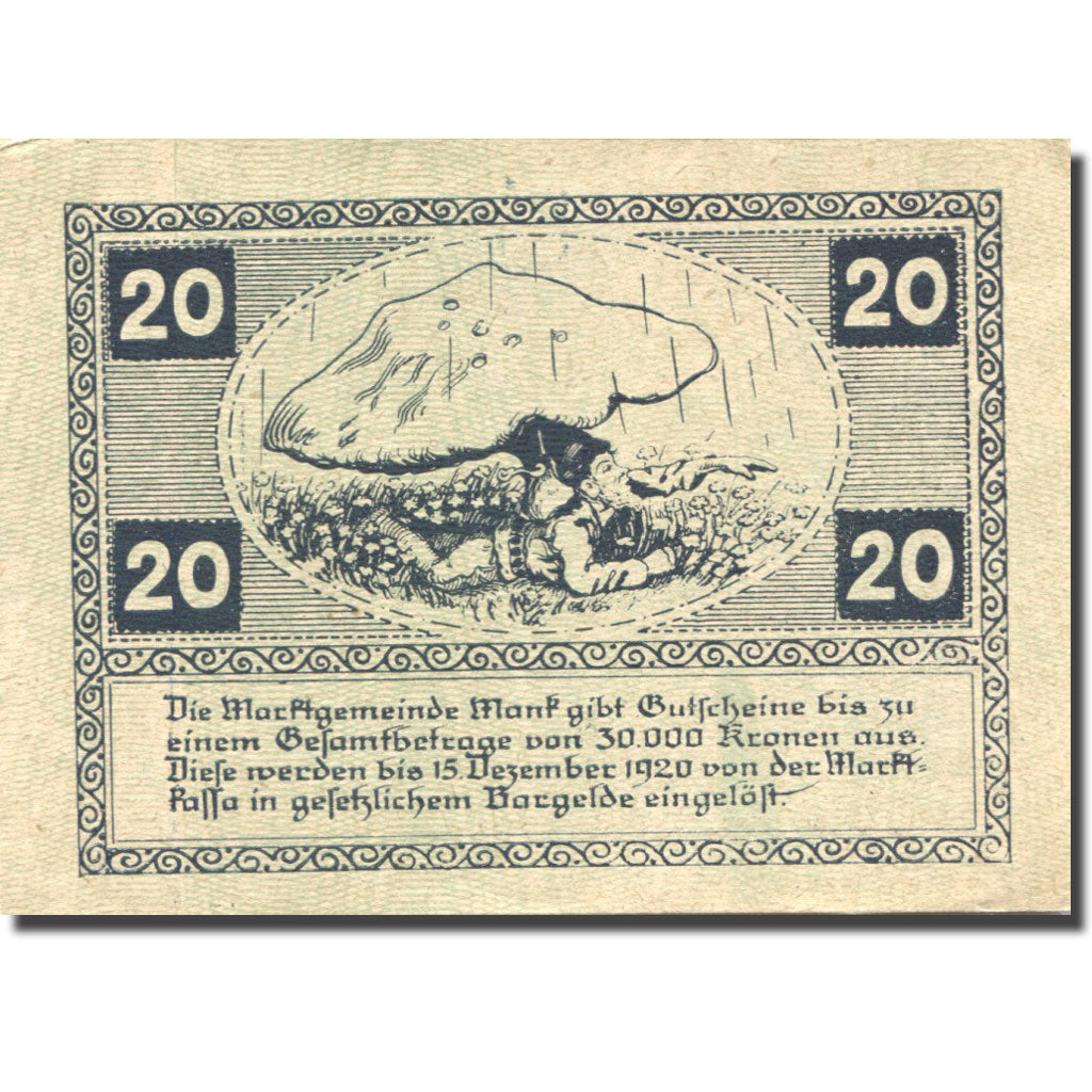 Banknote, Austria, Mank, 20 Heller, Eglise 1920-12-15, UNC(63), Mehl:FS 576b
