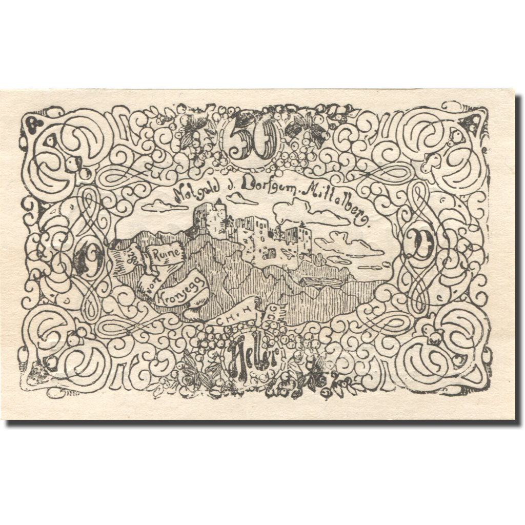 Banknote, Austria, Mittelberg, 50 Heller ruine 1, 1920 UNC(63) black Mehl:FS 158
