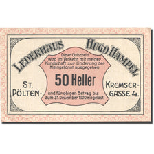 Banknote, Austria, St Pölten, 50 Heller, Armurerie, 1920 UNC(63) Mehl:FS 933