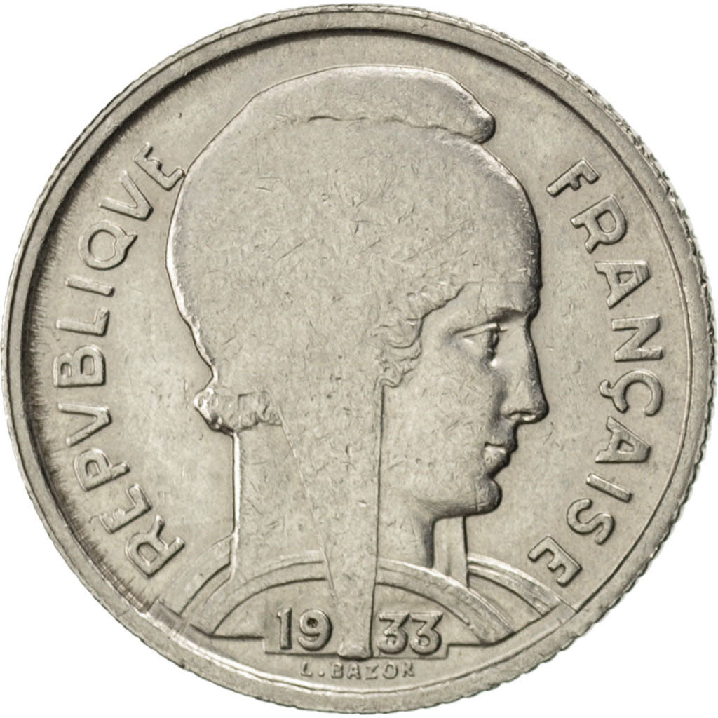 FRANCE, Bazor, 5 Francs, 1933, Paris, KM #887, EF(40-45), Nickel, 23.7, Gadoury.