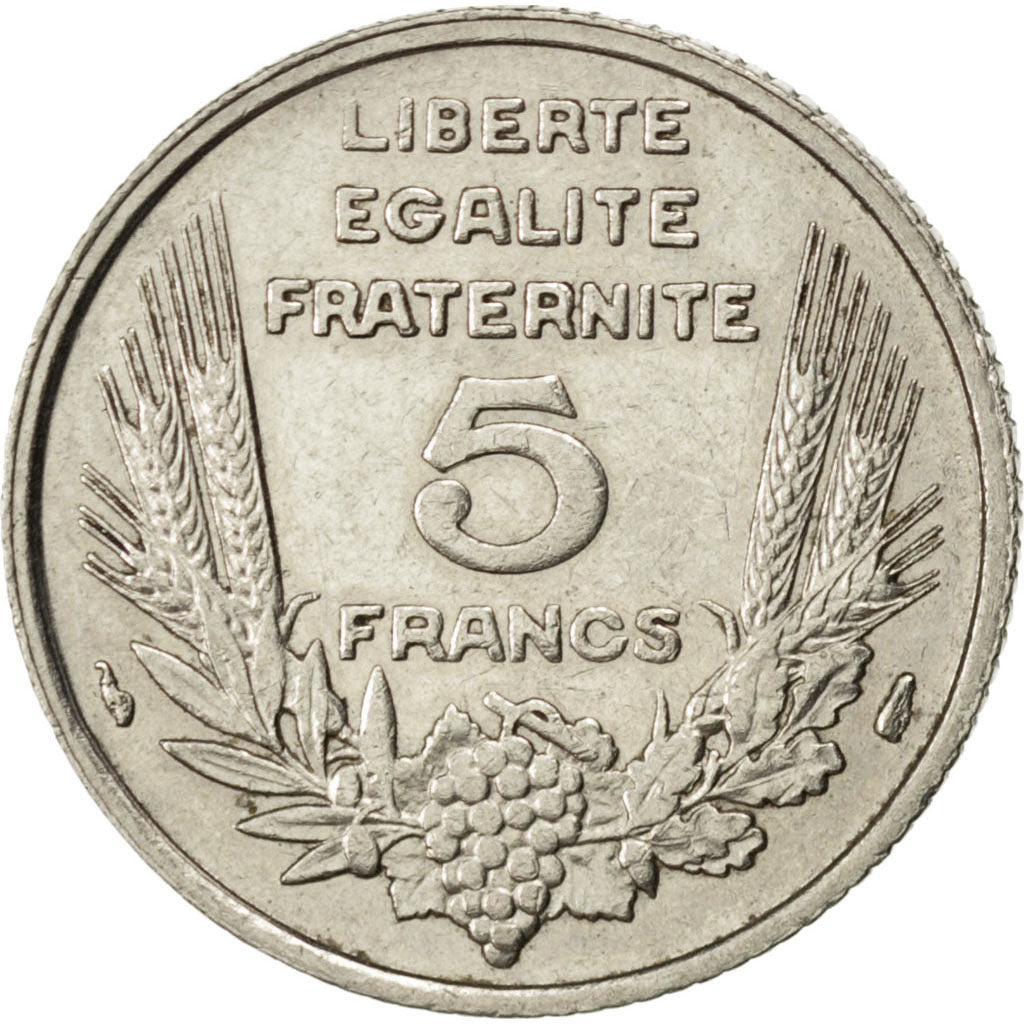 FRANCE, Bazor, 5 Francs, 1933, Paris, KM #887, EF(40-45), Nickel, 23.7, Gadoury.