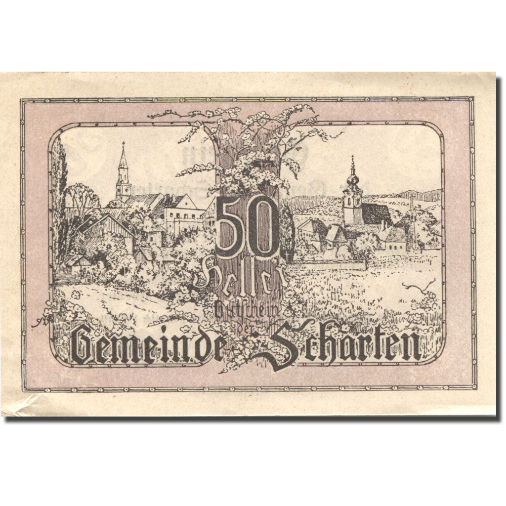 Banknote, Austria, Scharten, 50 Heller, village, 1920 AU(55-58) Mehl:FS 955a