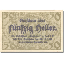 Banknote, Austria, Hall, 50 Heller, rue, 1920, 1920-10-31, UNC(63), Mehl:FS 343a