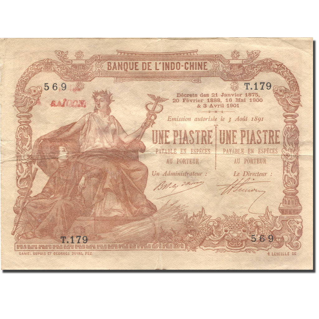 Geldschein, FRENCH INDO-CHINA, 1 Piastre, Undated (1903-1921), 1891-08-03