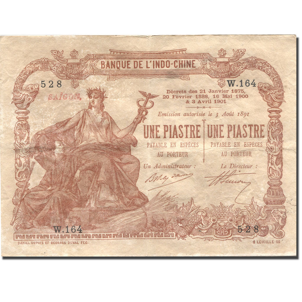 Geldschein, FRENCH INDO-CHINA, 1 Piastre, Undated (1903-1921), 1891-08-03