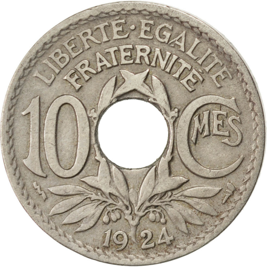 FRANCE, Lindauer, 10 Centimes, 1924, Poissy, KM #866a, VF(20-25),...
