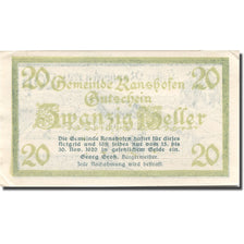 Banknote, Austria, Ranshofen, 20 Heller, château, UNC(63) green Mehl:FS 819Da