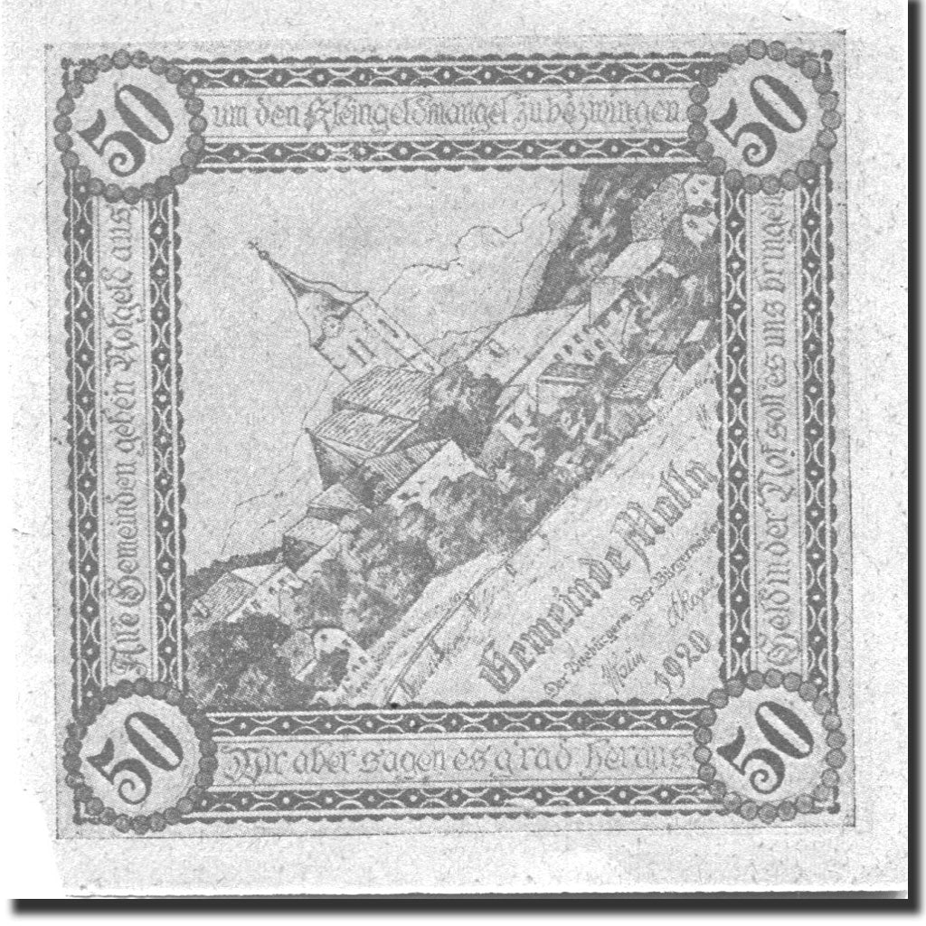 Geldschein, Österreich, Mölln, 50 Heller, village, 1920, VZ, Mehl:FS 625