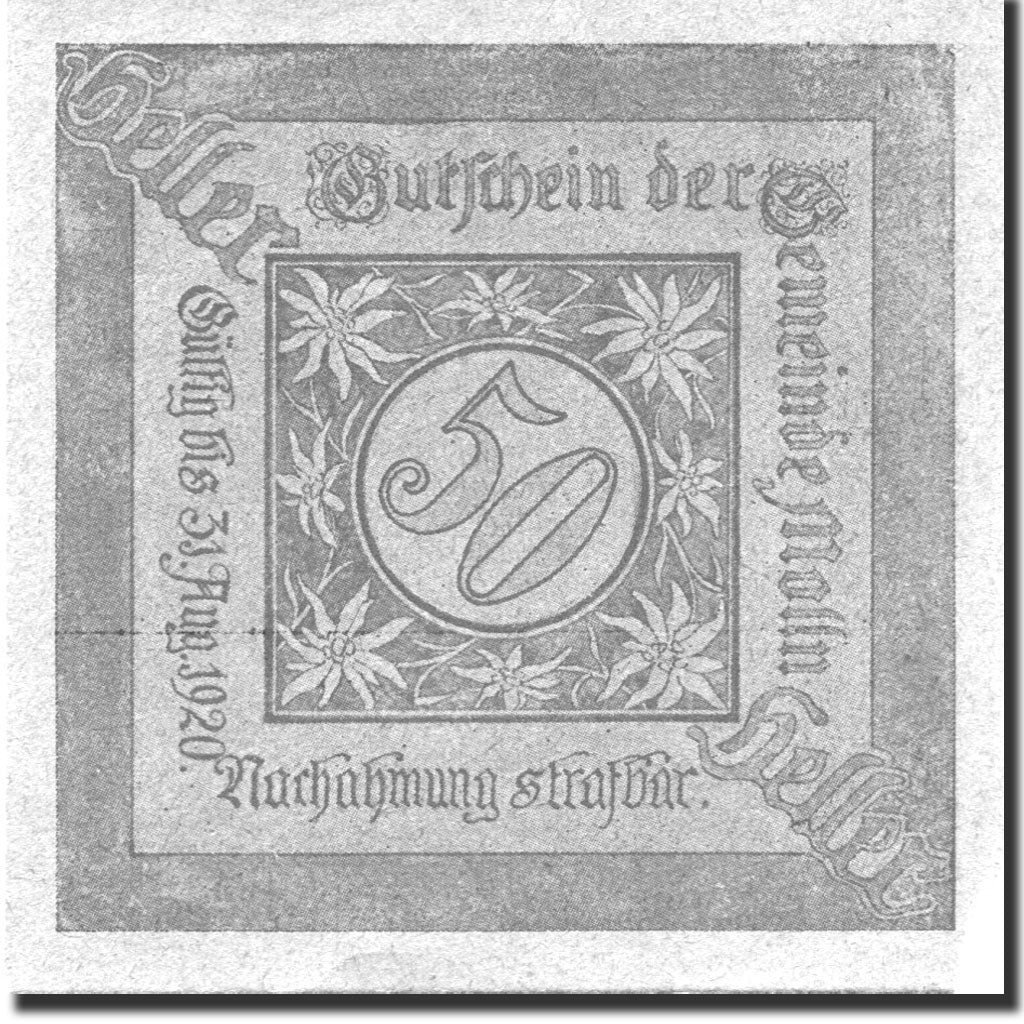 Geldschein, Österreich, Mölln, 50 Heller, village, 1920, VZ, Mehl:FS 625