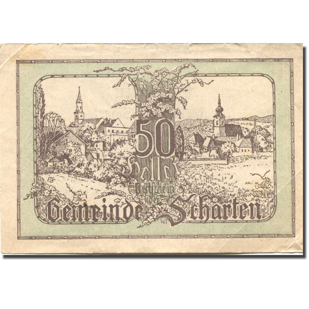 Banknote, Austria, Scharten, 50 Heller, village, 1920 EF(40-45) Mehl:FS 955f