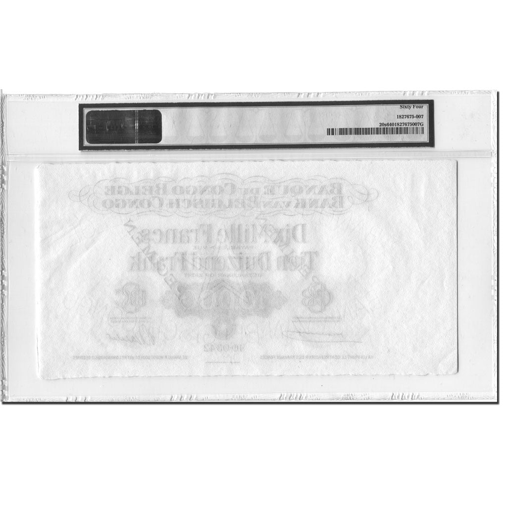 Nota, Congo Belga, 10,000 Francs, 1942, 1942-03-10, Espécime, KM:20, avaliada