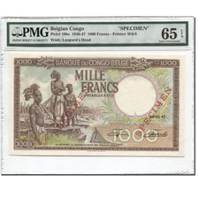 Banconote, Congo belga, 1000 Francs, 1947, 1947-04-10, Specimen, KM:19b, graded