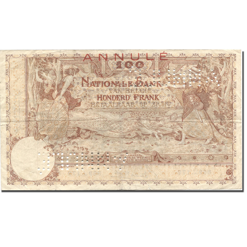 Banknote, Belgium, 100 Francs, 1920, 1920-01-06, ANNULÉ, KM:78, EF(40-45)
