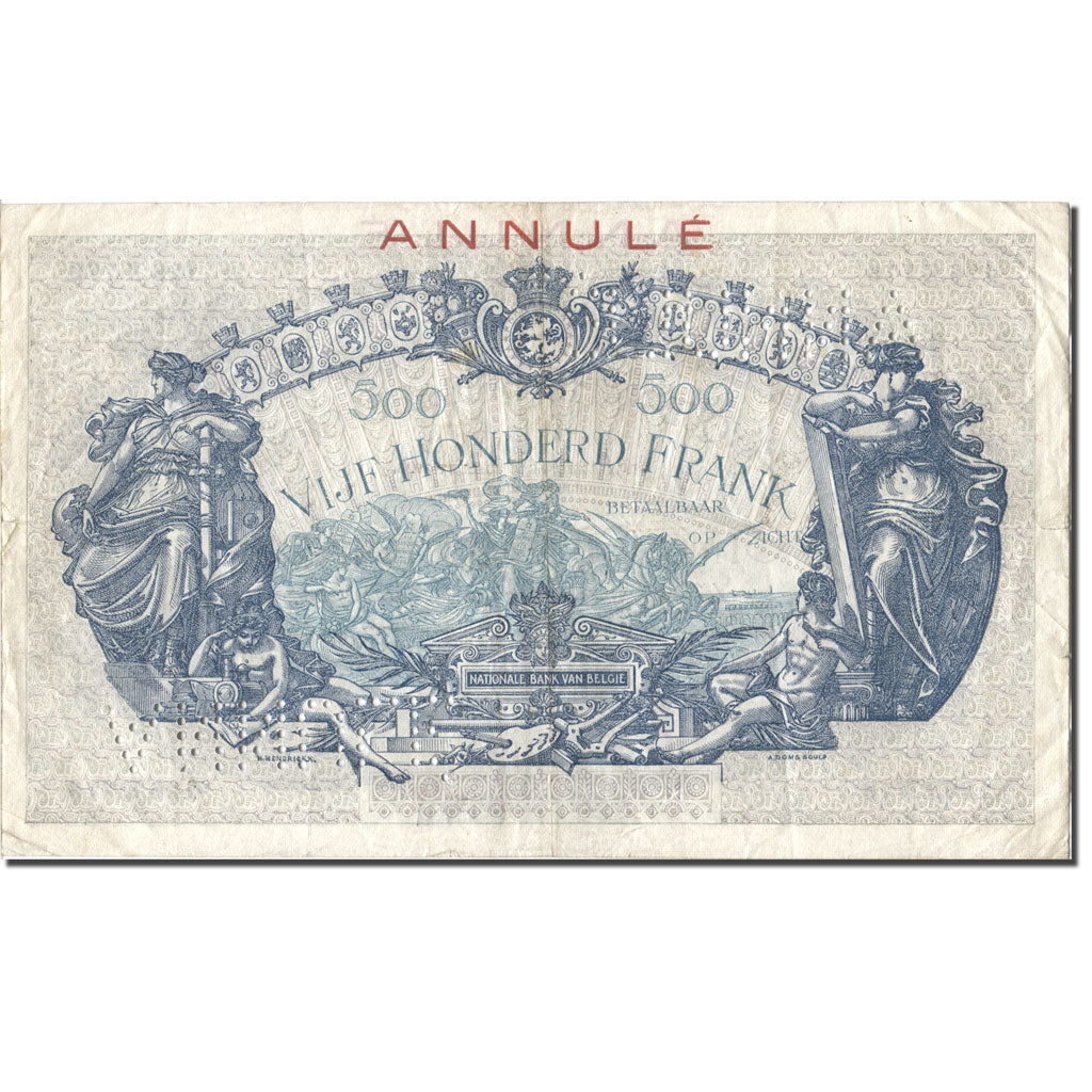 Banknote, Belgium, 500 Francs, 1925, 1925-07-27, ANNULÉ, KM:72b, VF(30-35)