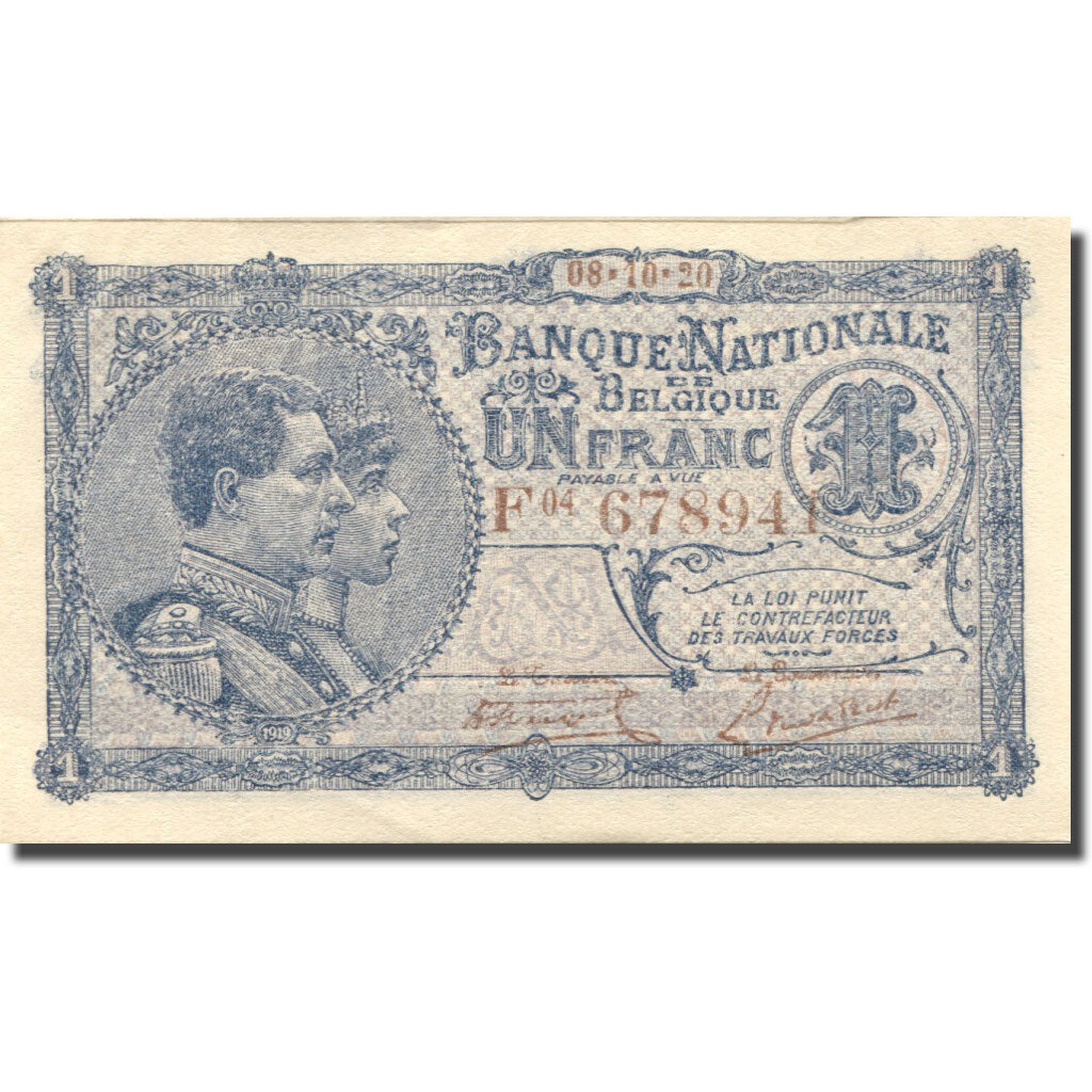 Banknote, Belgium, 1 Franc, 1920, 1920-10-08, KM:92, UNC(65-70)