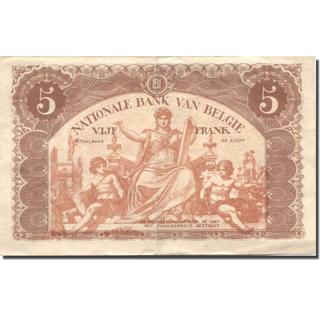 Banknote, Belgium, 5 Francs, 1914, 1914-07-01, KM:74a, EF(40-45)