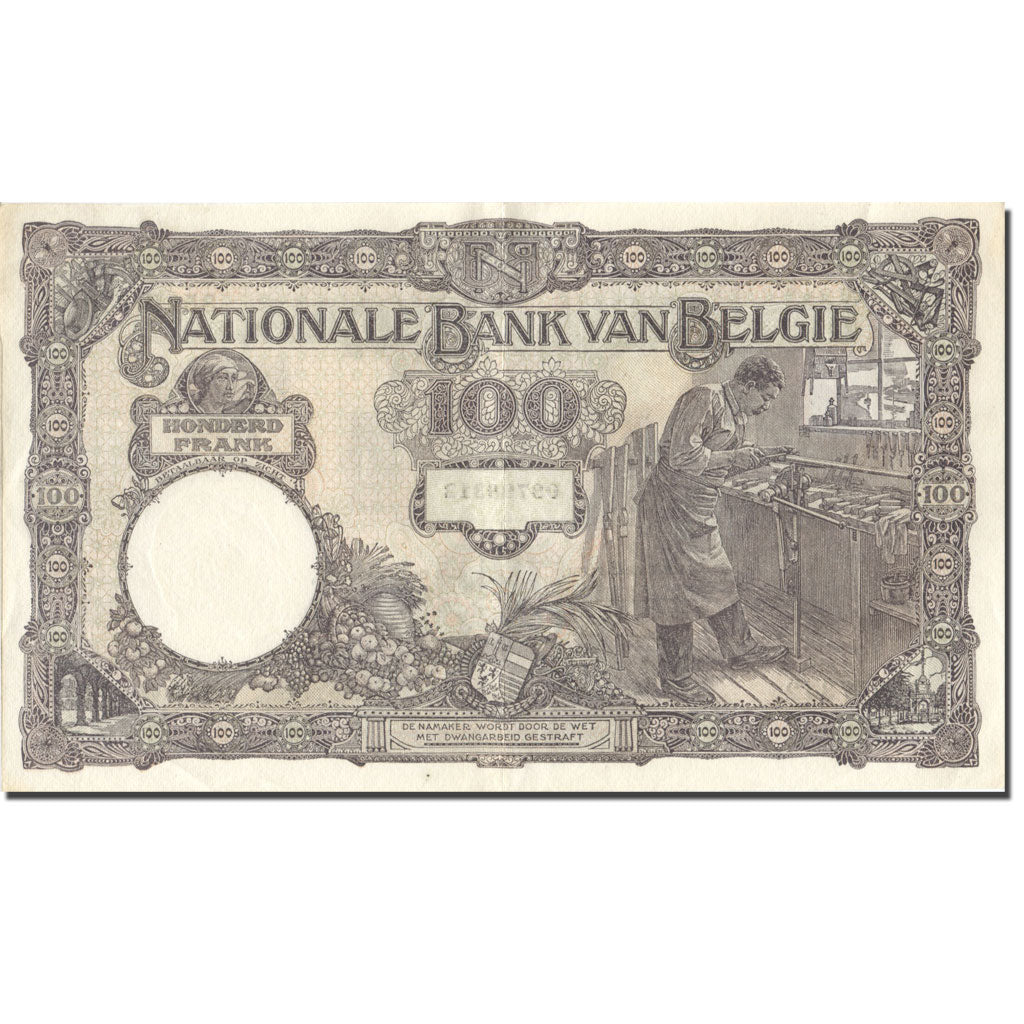 Banknote, Belgium, 100 Francs, 1921, 1921-08-09, KM:95, AU(55-58)