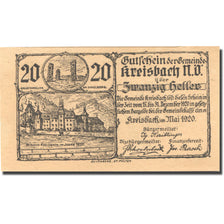 Billet, Autriche, Kreisbach, 20 Heller, château 1, 1920 jaune SPL Mehl:FS 386