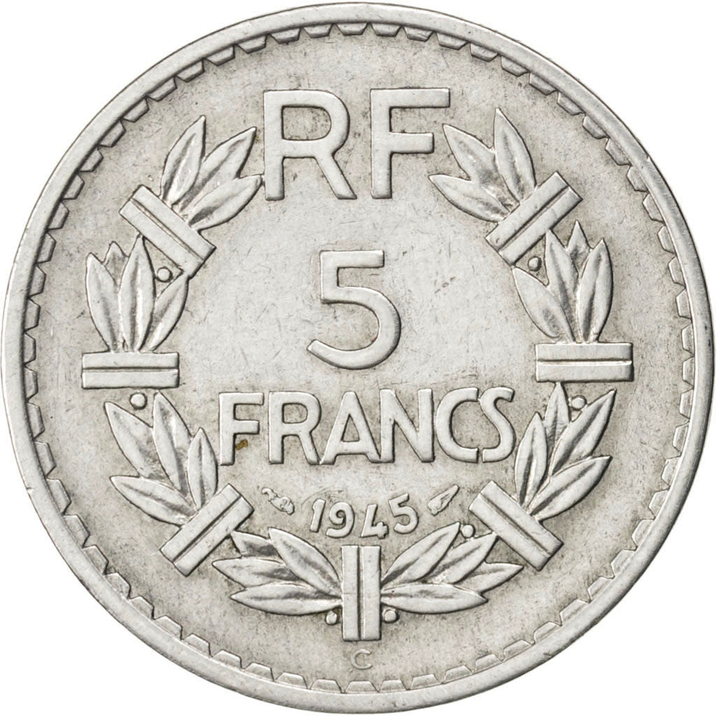 Gouvernement Provisoire, 5 Francs Lavrillier 1945 C, KM 888b.3