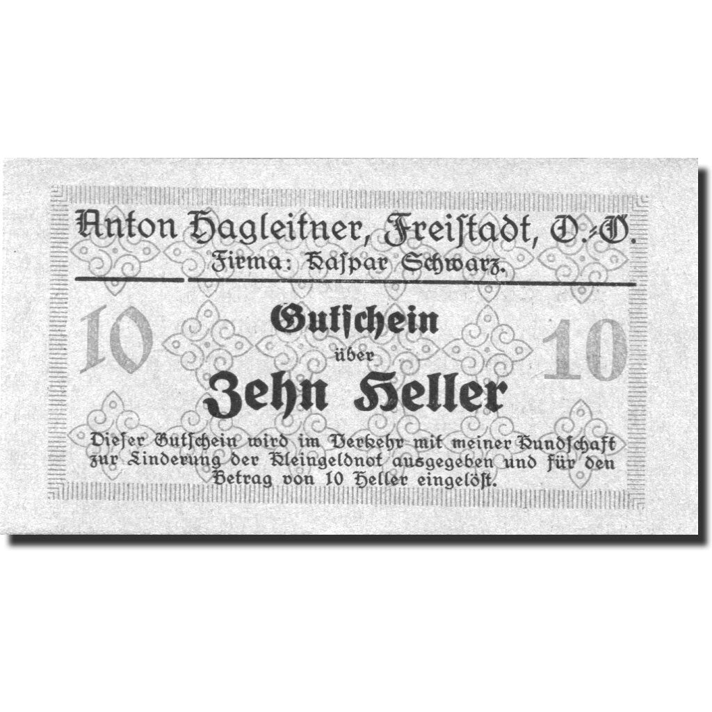Geldschein, Österreich, Freistadt, 10 Heller face value UNZ- blau Mehl:FS 212