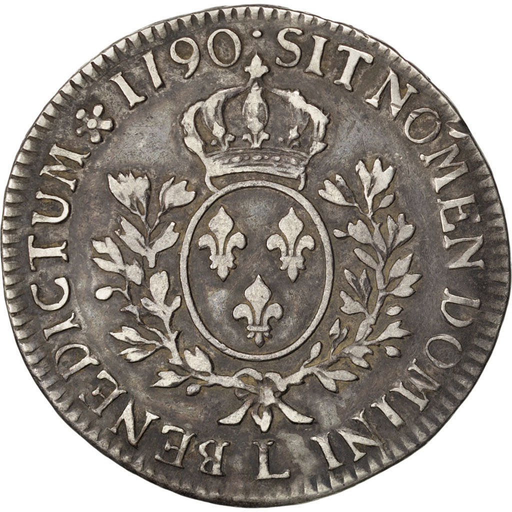 Francia, Louis XVI, Écu aux branches d'olivier, Ecu, 1790, Bayonne, MB+, Arg...