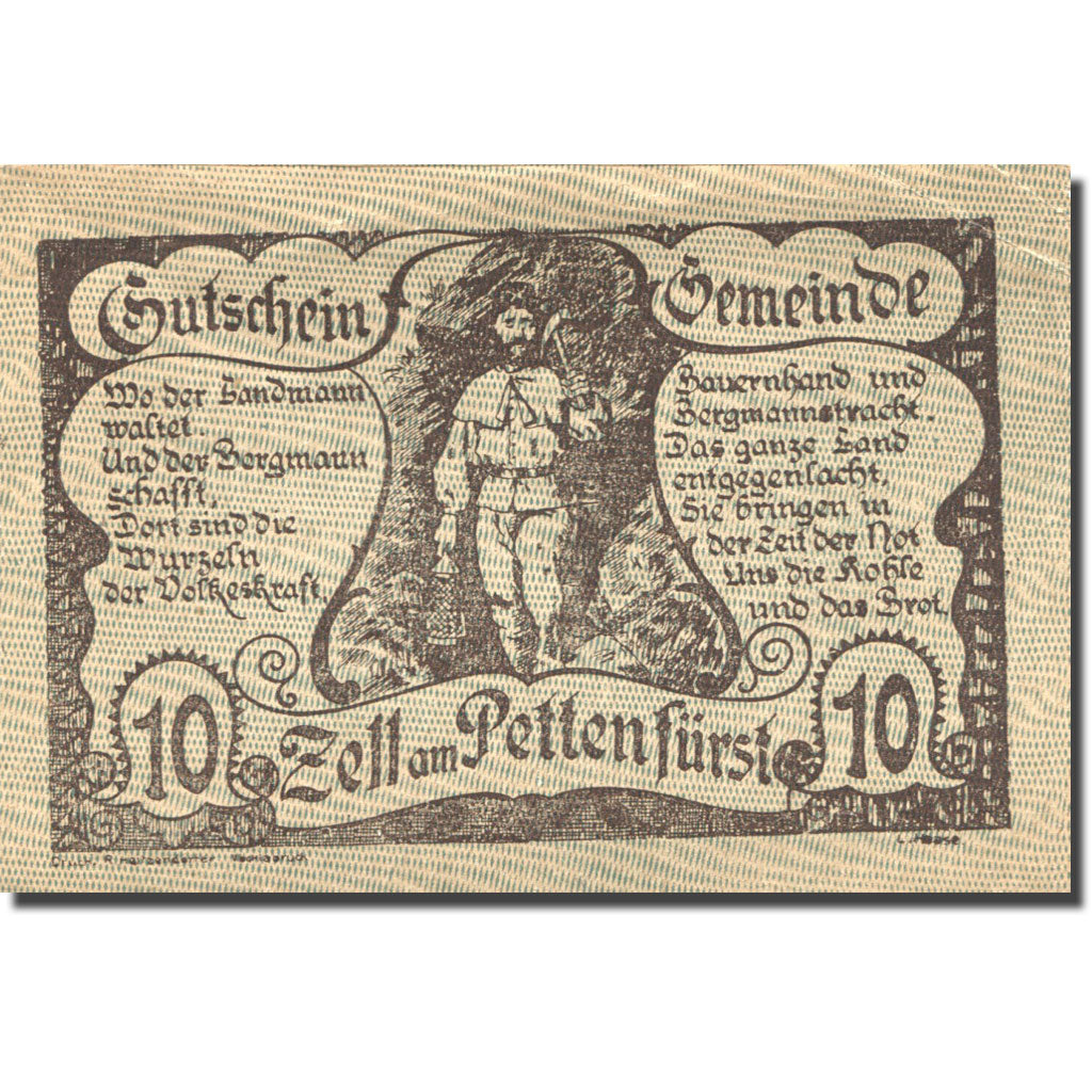 Geldschein Österreich Zell am Pettenfürst 10 Heller Mineur, 1920 SS+ Mehl:FS 843