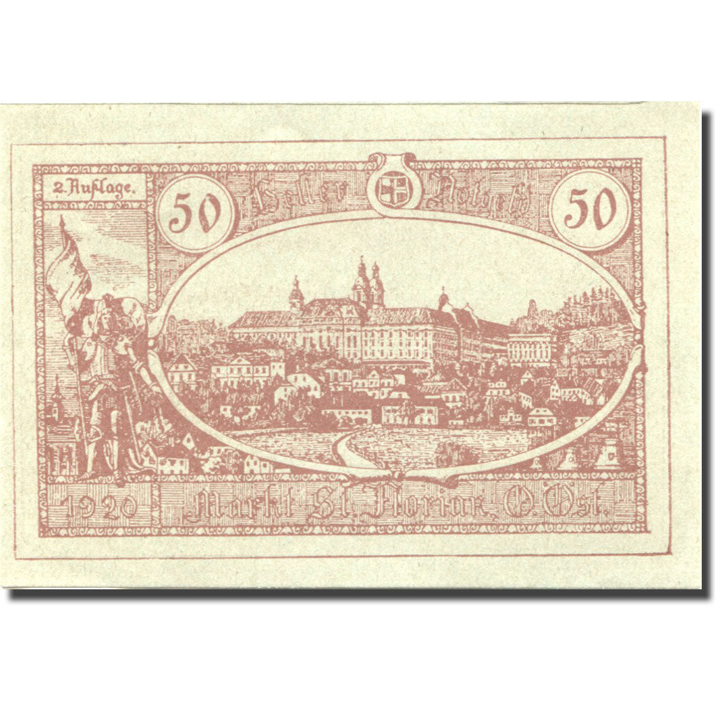 Banknote, Austria, St Florian, 50 Heller, village, 1920 UNC(63) Mehl:FS 879Ib