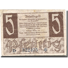 Billet, Allemagne, Hohenzollern, 5 Pfennig, château, 1947, TB, Mehl:FS 1008