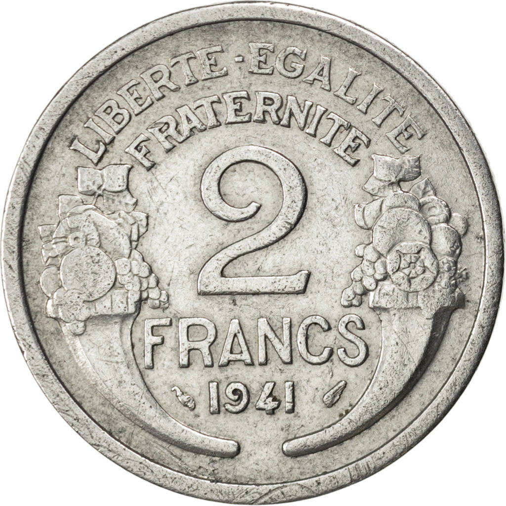 Coin, France, Morlon, 2 Francs, 1941, VF(20-25), Aluminum, KM:886a.1