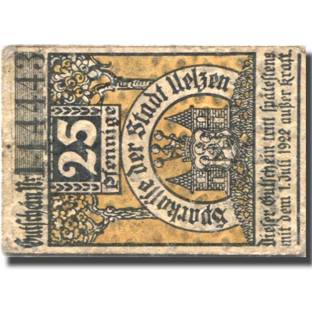 Banknote, Germany, Uelzen, 25 Pfennig, château, 1922 EF(40-45) Mehl:FS U3-6a