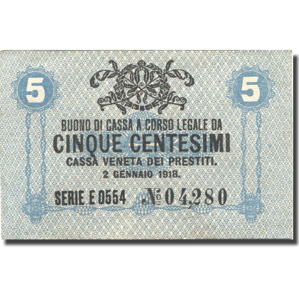Banknote, Italy, Venezia, 5 Centesimi valeur faciale 1, 1918 UNC(63) Mehl:M-0001