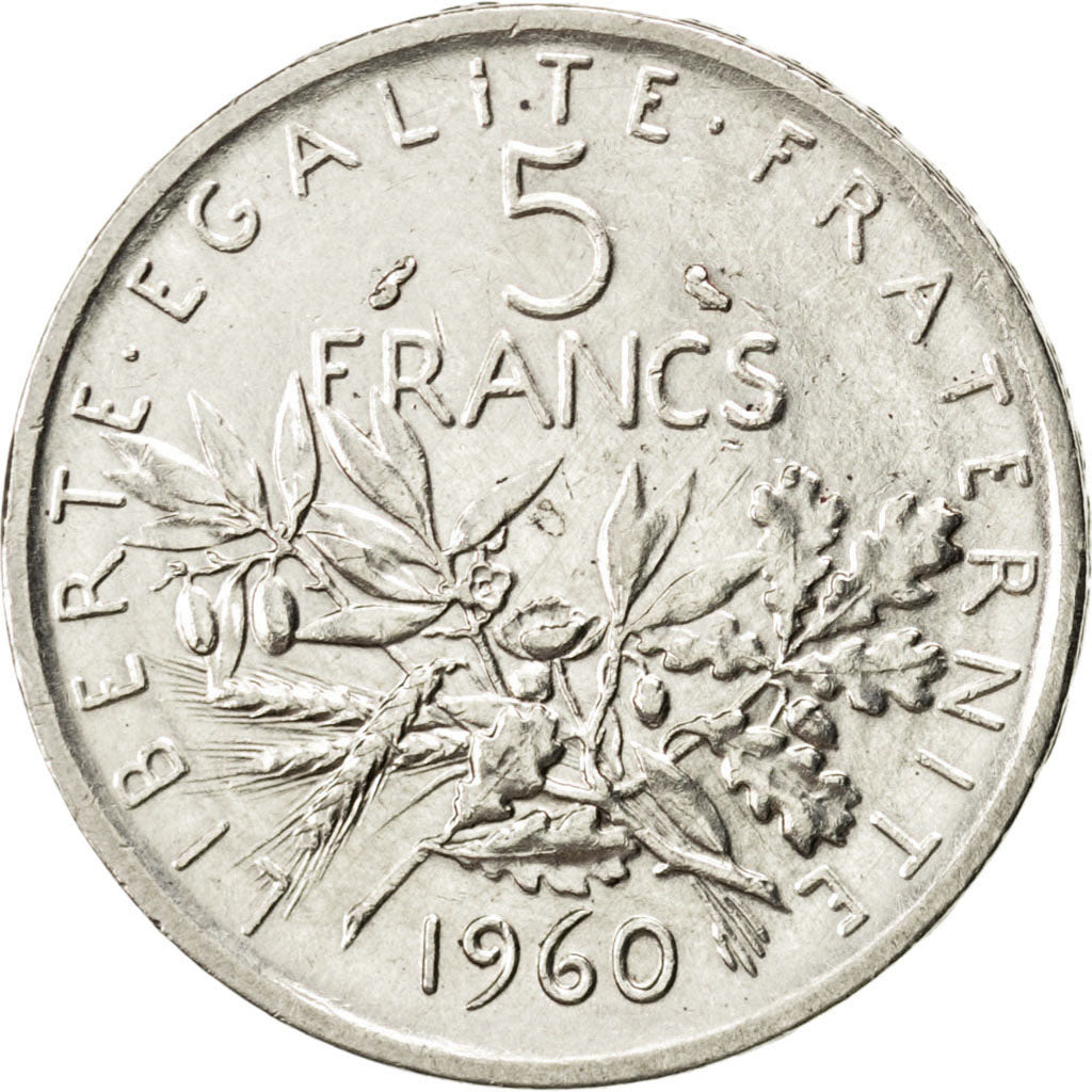 Francia, Semeuse, 5 Francs, 1960, SPL-, Argento, KM:926, Gadoury:770