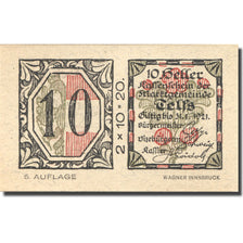 Billet, Autriche, Telfs, 10 Heller, valeur faciale 1, 1921 SPL Mehl:FS 1061a