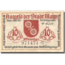 Banknote, Germany, Mainz, 10 Pfennig, Ecusson, 1921 UNC(63) Mehl: 860.2a