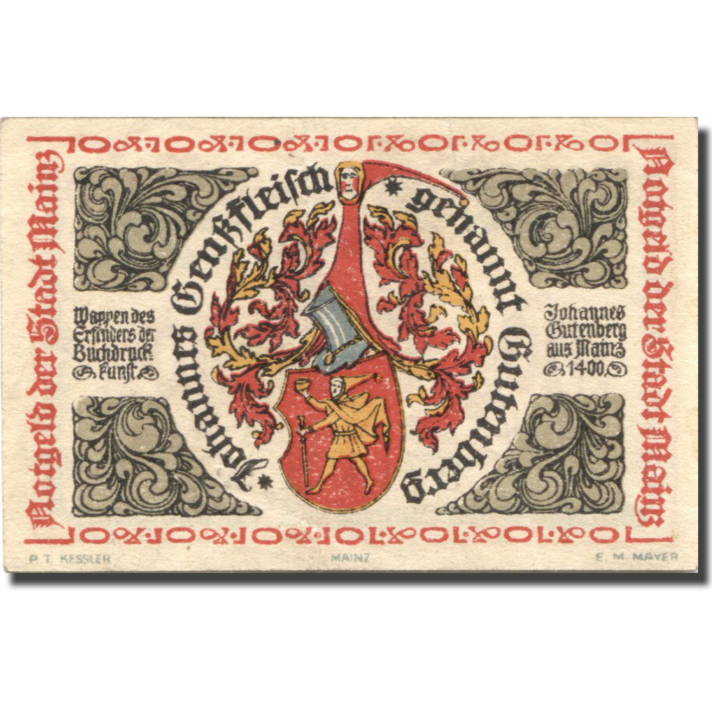 Banknote, Germany, Mainz, 10 Pfennig, Ecusson, 1921 UNC(63) Mehl: 860.2a