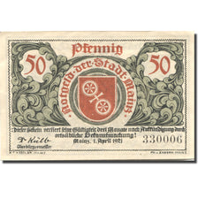 Banknote, Germany, Mainz, 50 Pfennig, aigle 1, 1921 UNC(63) Mehl:860.2a
