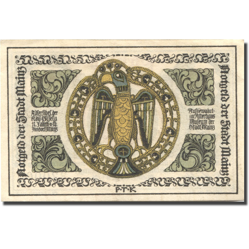 Banknote, Germany, Mainz, 50 Pfennig, aigle 1, 1921 UNC(63) Mehl:860.2a