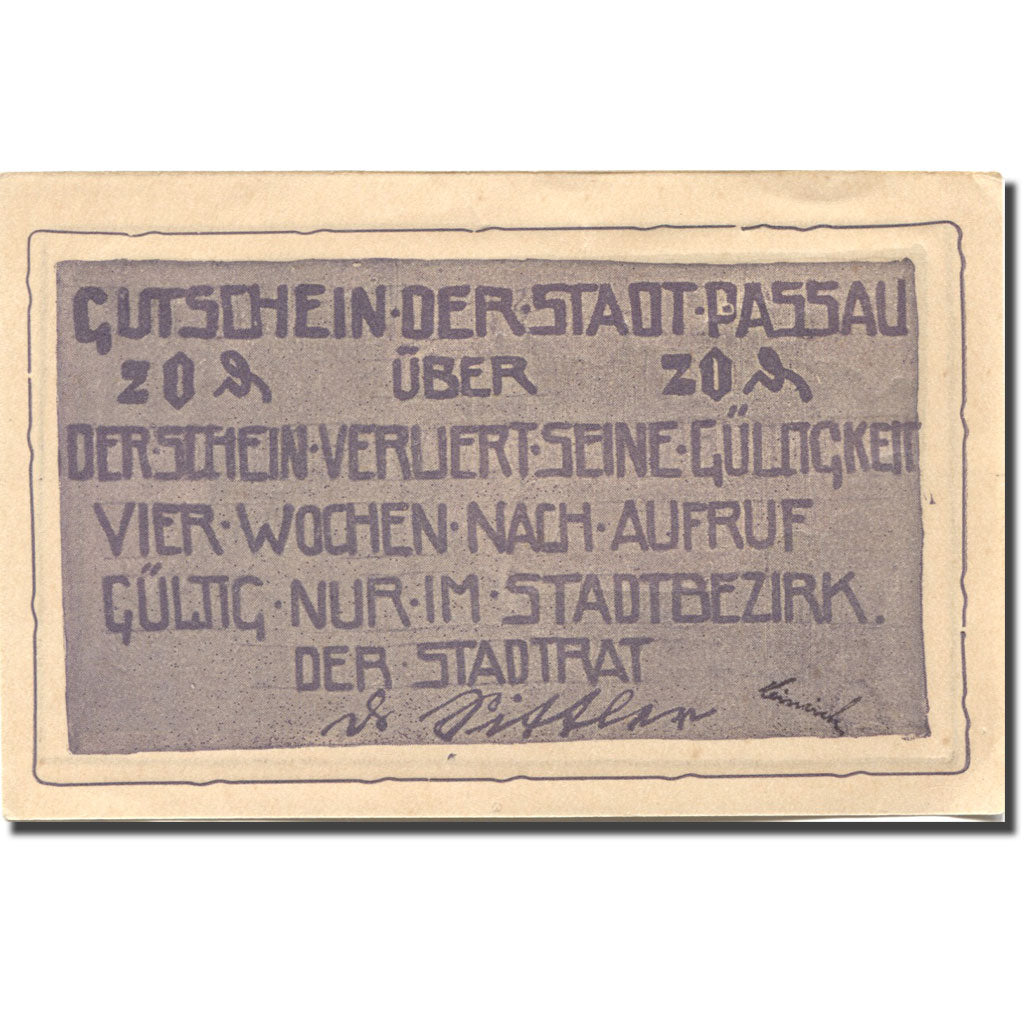 Banknote, Germany, Passau, 20 Pfennig, personnage, UNC(63), Mehl:P 7.10d