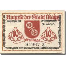 Banknote, Germany, Mainz, 10 Pfennig, Blason, 1921 UNC(63) Mehl: 860.2a