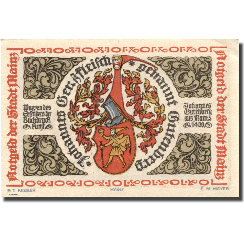 Banknote, Germany, Mainz, 10 Pfennig, Blason, 1921 UNC(63) Mehl: 860.2a