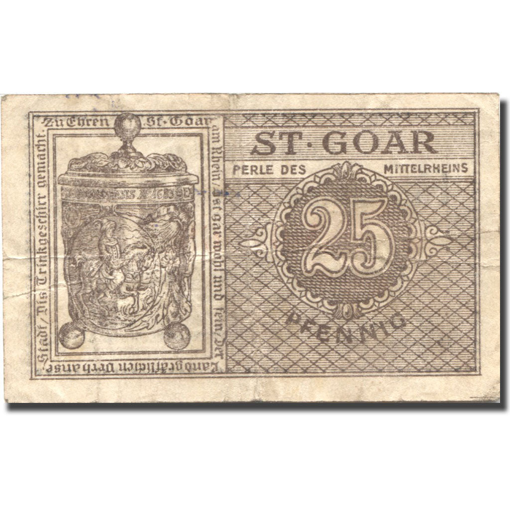 Banknote, Germany, St Goar, 25 Pfennig, chevalier, 1920 VF(20-25) Mehl:S 12.1b