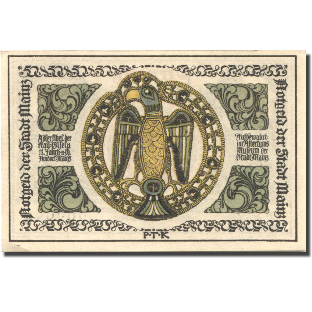 Banknote, Germany, Mainz, 50 Pfennig, aigle 1, 1921 UNC(63) Mehl: 860.2a