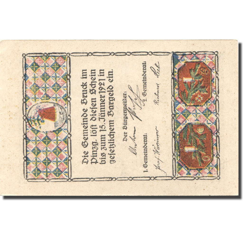 Banknote, Austria, Bruck, 60 Heller, personnage, 1921 UNC(63) Mehl:FS 107IIIa