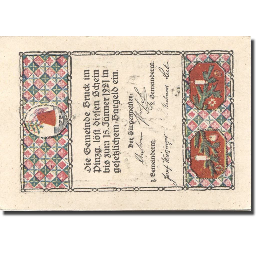 Billet, Autriche, Bruck, 80 Heller, personnage 1921-01-15, SPL Mehl:FS 107IIIa
