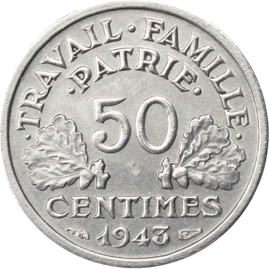 FRANCE, Bazor, 50 Centimes, 1943, Beaumont - Le Roger, KM #914.2, AU(55-58),...